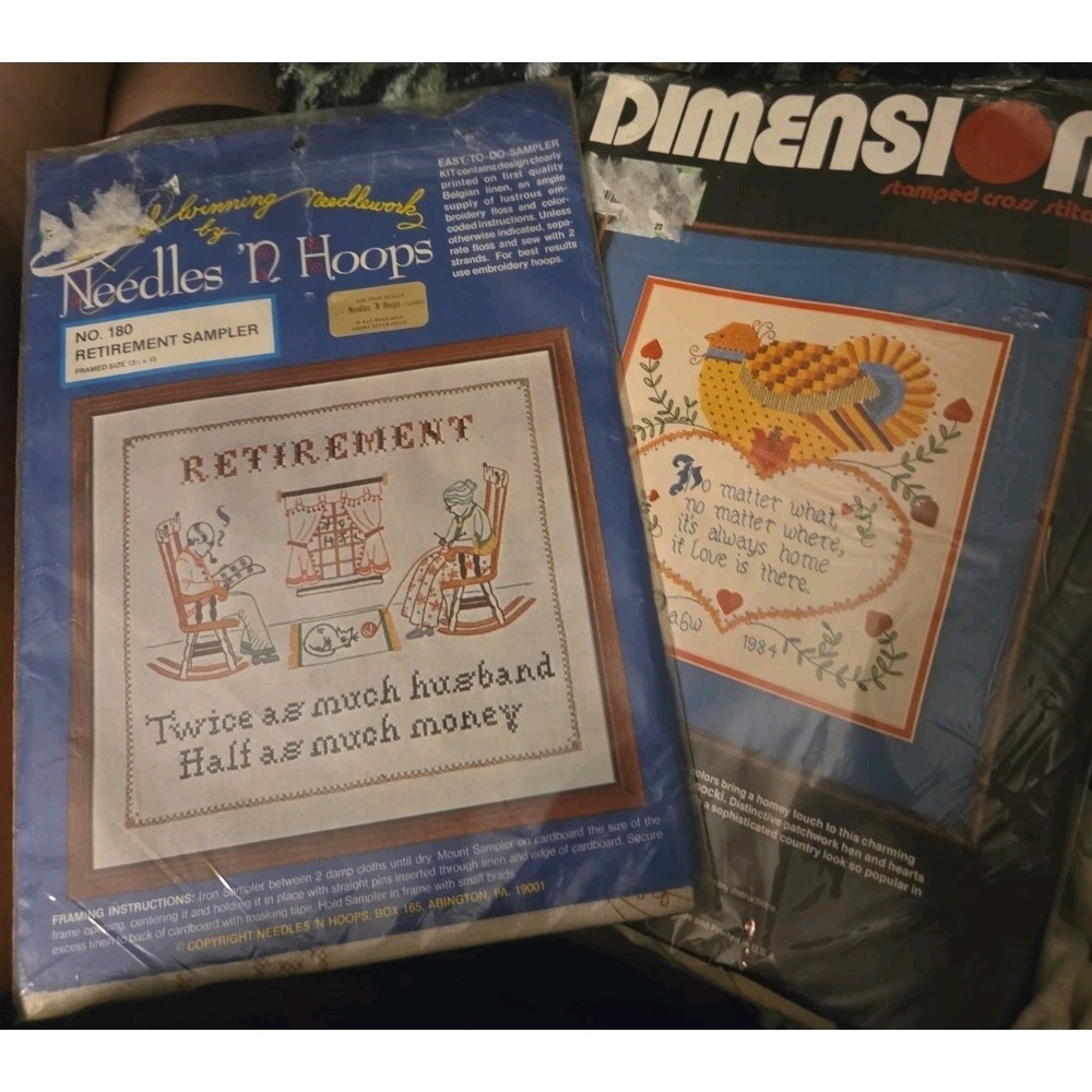 Cross Stitch Lot - 2 Kits With Fabric And Thread Included